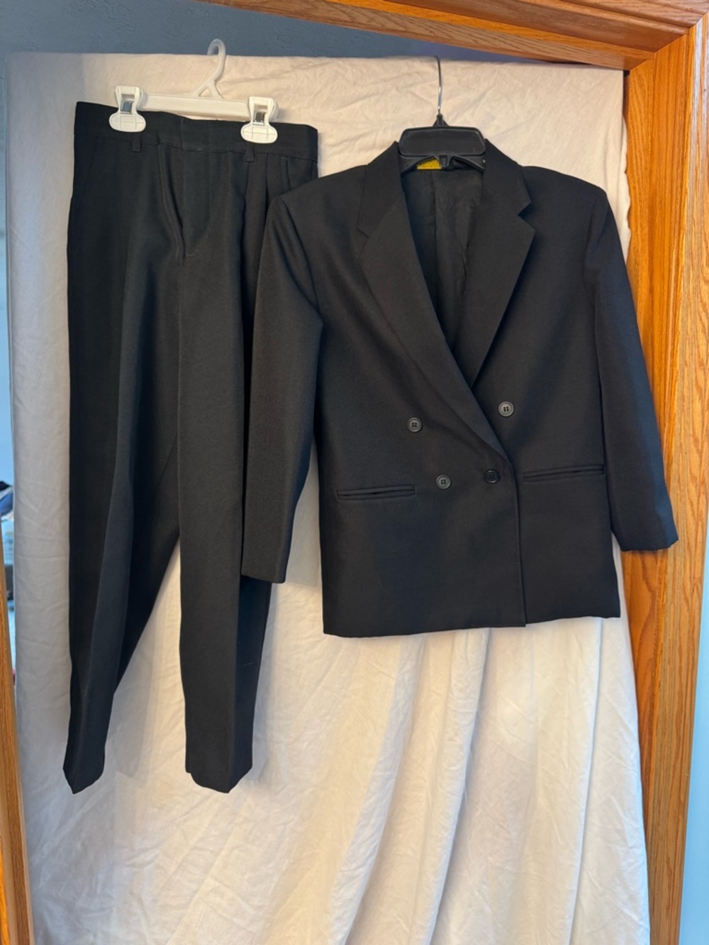 Kids Black Double-Breasted Matching Suit Set